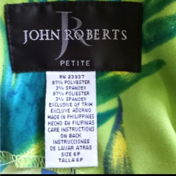 JOHN ROBERTS GREEN & BLUE FLORAL DRESS SZ.6P EUC - Picture 4 of 4